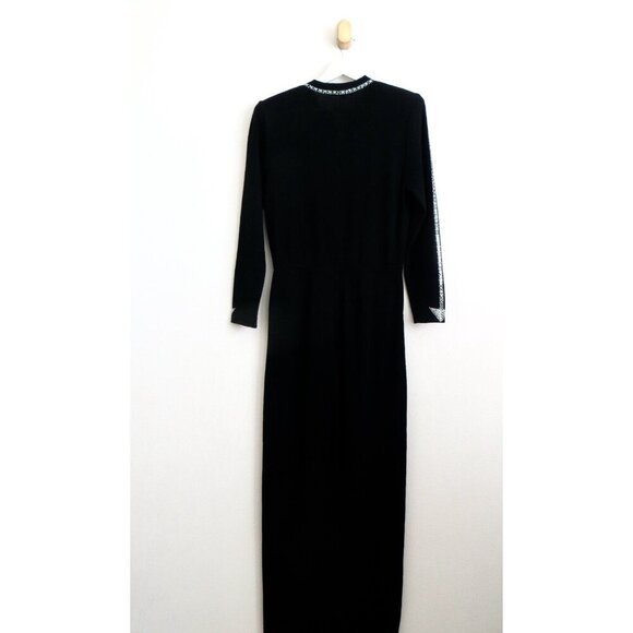 St. John By Marie Gray Knit Jumpsuit with Crystal Embellished Detail Black SZ 8 - Picture 4 of 9